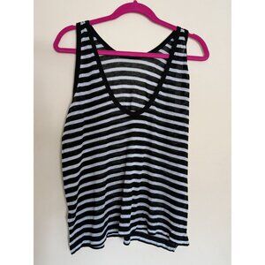Alexander Wang Blue/green Linen‎ Blend Striped Tank Top Size Medium Minimalist